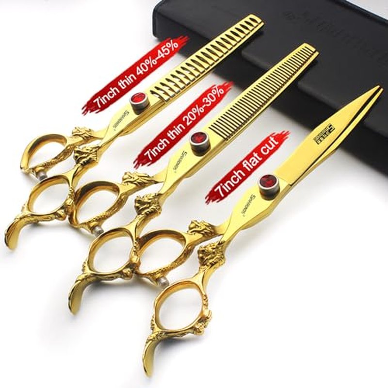6 inch /7 inch salon professional salon scissors salon hairdresser hair cutting hairstyle pruning tools Japan 440c high hardness stainless steel golden (7 inch-3pc)