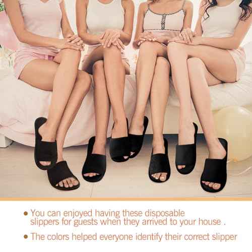 12 Pairs House Slippers for Guests Disposable Open Toe Spa Slippers Unisex Travel Slipper Bulk for Halloween Christmas Wedding Party