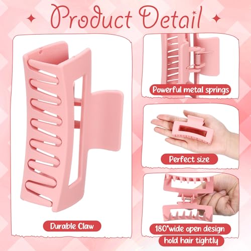 XunYee 100 Pcs Hair Claw Clips Bulk Large Square Jaw Headwear Clips Set for Women Nonslip Rectangle Hair Accessories Clip for Girl Women Gifts Beauty(3.4'',Frosted Bright)