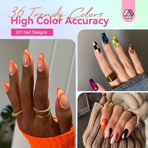 SAVILAND Nail Gel - 36 Colors Liner Set With Art Brushes, Soak Off Pen, Pink Polish for Salon DIY At Home, Beginner-Friendly Manicure Kit