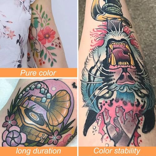 BAODELI 14-Piece Tattoo Ink Set - 1 oz UV & Color Ink with Microknife Paint - Tattoo Supplies for Body Art