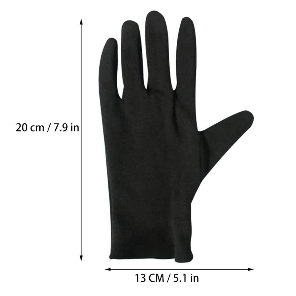 Beaupretty Moisturizing Eczema Cotton Gloves, 12 Pairs Black Cotton Gloves for Dry Hands, SPA Lotion Gloves Cosmetic Gloves L