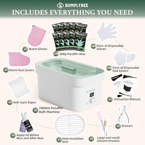 7000ml Paraffin Wax Machine for Hand and Feet-White Hand Wax Paraffin Machine for Hands with 10pcs Aloe Vera Paraffin Bath Refills,Ideal Gifts for Women