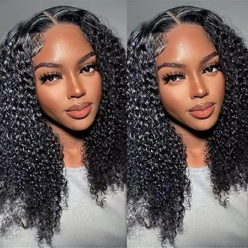 CHEETAHBEAUTY Deep Wave 13X6 HD Transparent Lace Front Wigs Human Hair Brazilian 10A Grade Deep Curly Human Hair Wigs for Black Women Pre Plucked with Baby Hair Natural Black 250% Density(16inch)