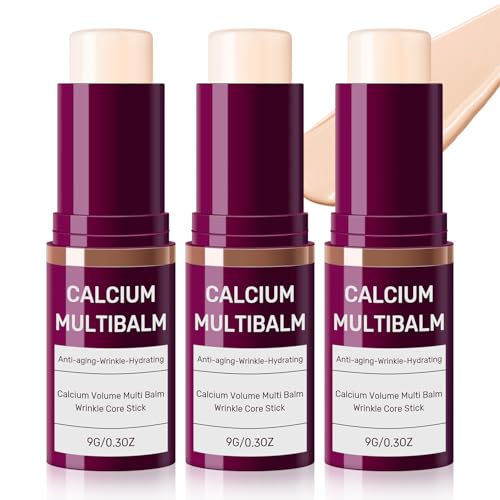 3pcs Calcium Multi Balm,Calcium Volume Multi Balm,Korean Collagen Moisturing Stick, Wrinkle Core Stick,Anti-aging, Hydrating, Almond & Vitamin E for Lip Balm Eye Cream Neck