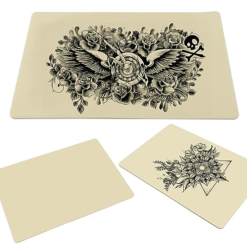 5pcs A4 Size 3MM Thick Synthetic Tattoo Practice Skin, Segbeauty Double-sided Tattoo Art Training Silicone Pads Tattoo Kit,Tattoo Artist Microblading Practice Skin Sheets, 11.8 inches x 7.9 inches