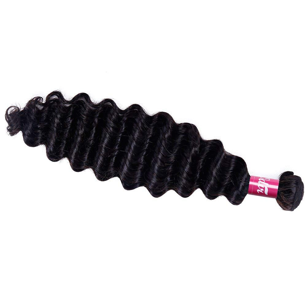 Odir Brazilian Deep Wave Human Hair 1 Bundle Unprocessed 9A Brazilian Deep Wave Virgin Human Hair Weave Bundles Deep Curly Hair Bundles 22 Inch Natural Color