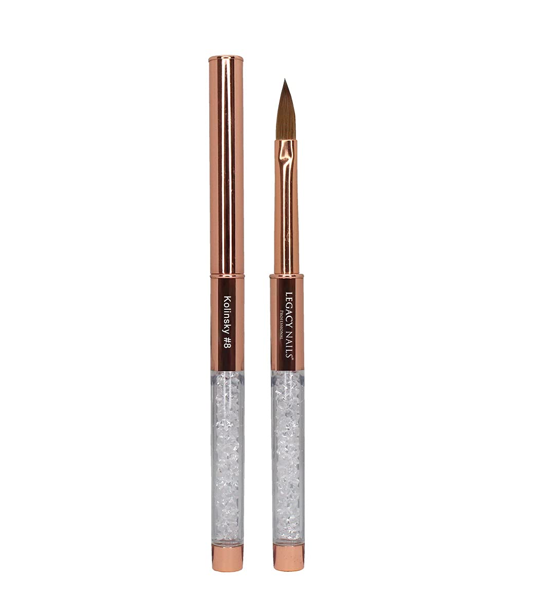 Legacy Nails Professional Rose Gold Kolinsky Nail Brush #8 - Perfect For Sculpting Acrylic Nail Extensions Flexible bristles Light weight