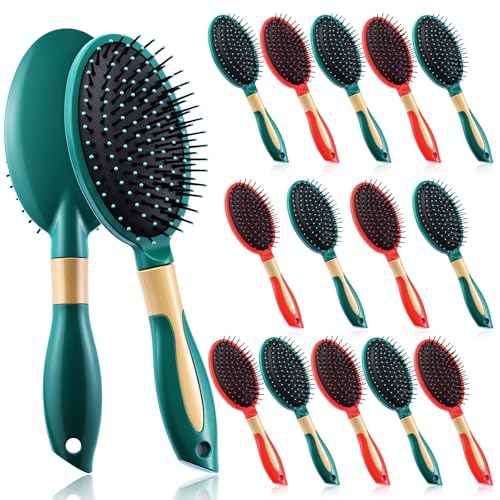 Zubebe 14 Pcs Detangler Hair Brush Travel Detangling Red and Green Detangler Brush with Soft Bristles Christmas Gift Bulk for Friends