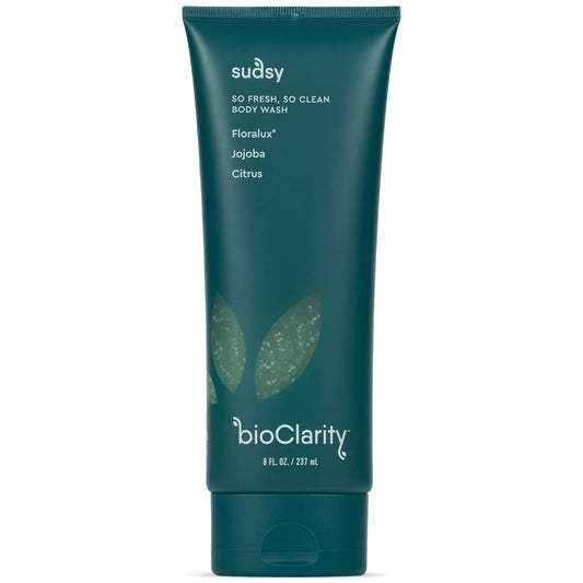 BioClarity Sudsy Body Wash | Salicylic Acid, Detoxifying Herb and Fruit Extracts to Deeply Cleanse, Exfoliate, and Moisturize | With Floralux, Jojoba & Citrus | 100% Vegan | 8 fl oz