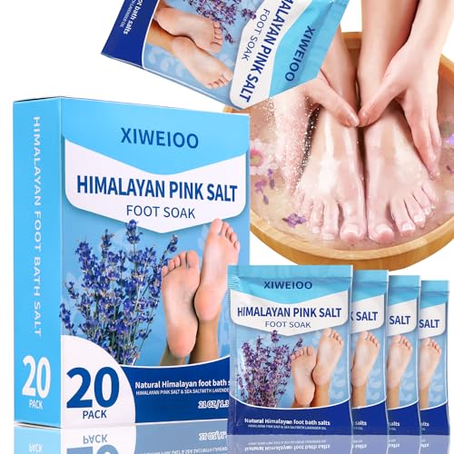 20 Pack Himalayan Pink Salt Feet Soak lavender foot soaking Pedicure kit Supplies for Foot Spa Foot Soak Salts with Epsom Salt for Soaking Lavender Pedicure kit Callus Remover