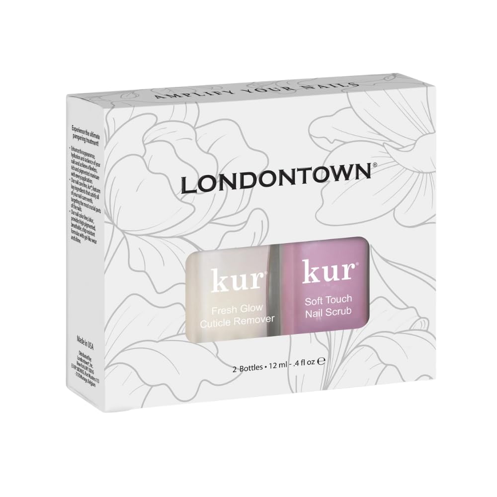 LONDONTOWN Clean Up Cuticles Set – Exfoliate Dry Skin & Remove Buildup with Fresh Glow Cuticle Remover and Soft Touch Nail Scrub for Smooth, Refreshed Nails 4 fl oz