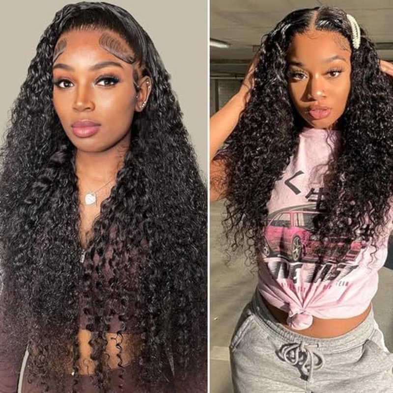 26 Inch Deep Wave Human Hair Lace Front Wig for Women 13x4 HD Transparent Lace Frontal, 180% Density Glueless, Pre - Plucked with Baby Hair in Natural Color