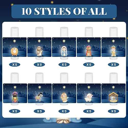 50 Pcs Nativity Lip Balm Gifts Advent Calendar 2024 Bulk Christmas Stocking Stuffers Christian Religious Holiday Party Gifts Favors Treat Goodies for Women & Men