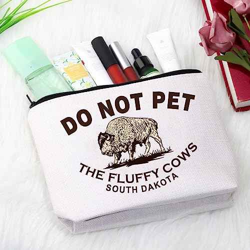 Bison Buffalo Gift Do Not Pet the Fluffy Cows Zipper Pouch South Dakota Gift Midwest Badlands National Park Gift Makeup Bag (SOUTH DAKOTA Bag)
