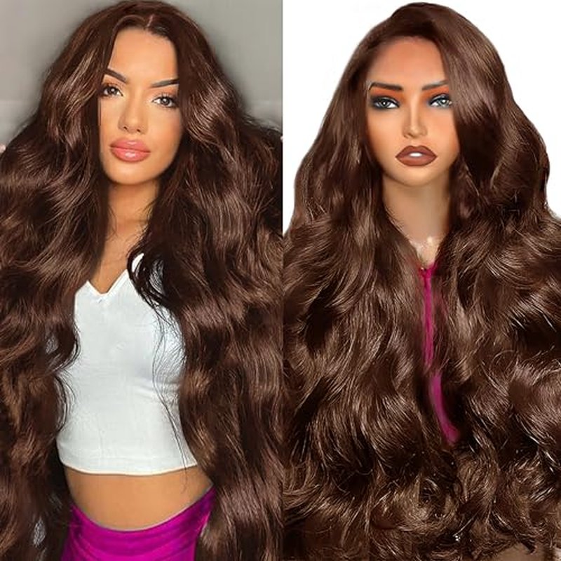 13x4 Lace Front Wigs Human Hair Chocolate Brown Body Wave Human Hair Wig 250% Density Hd Lace Front Wigs Pre Plucked Glueless Brown Human Hair Wig 24 Inch