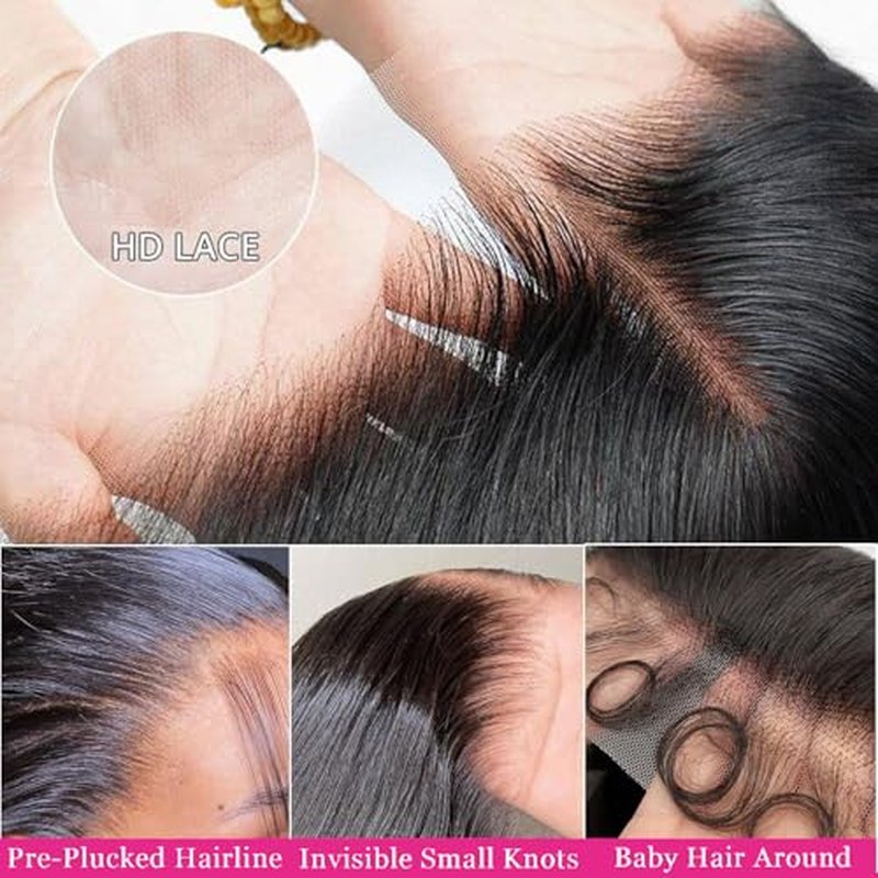 200% Density 13x6 Lace Front Wigs Human Hair Body Wave Human Hair Wig For Women HD Transparent Lace frontal Natural BlackWigs Pre Plucked 26 Inch