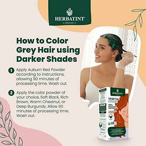Herbatint Henna Color Organic Hair Dye - Plant-Based Henna Powder & Herbal Formula - Vegan - Rich Brown - 3.5oz
