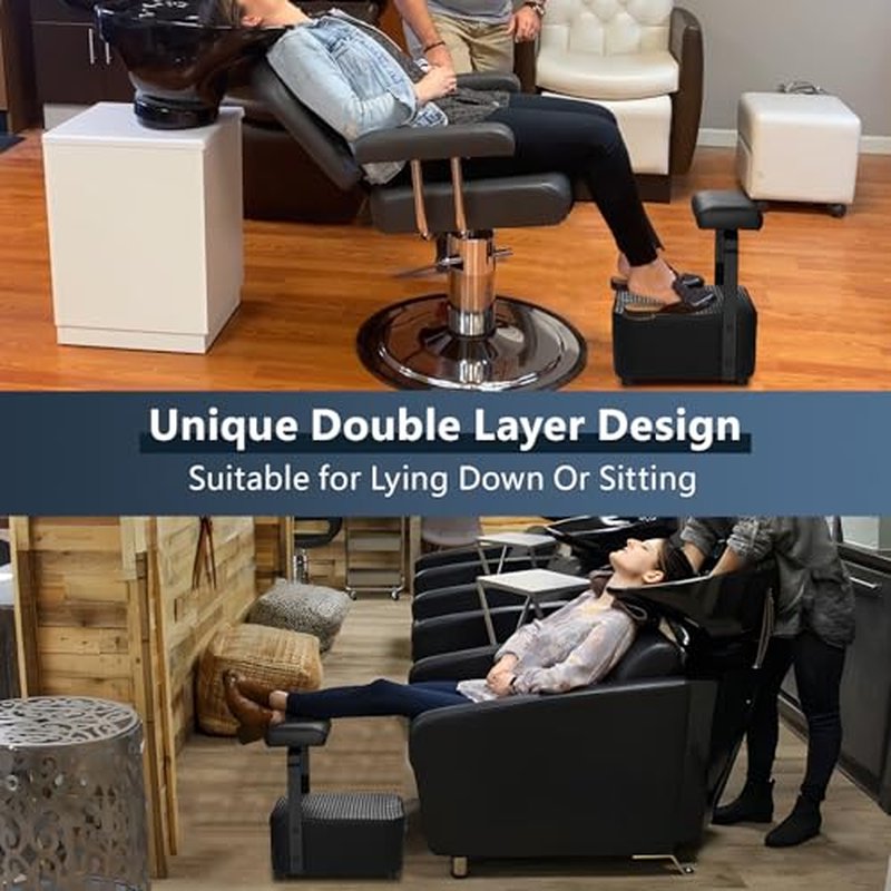 Independent Footrest for Backwash Beauty Spa Shampoo Bowl and Chair Set,Footstool for Spa Beauty, Ottoman for Shampoo Station Chair in Salon and Spa (Black)