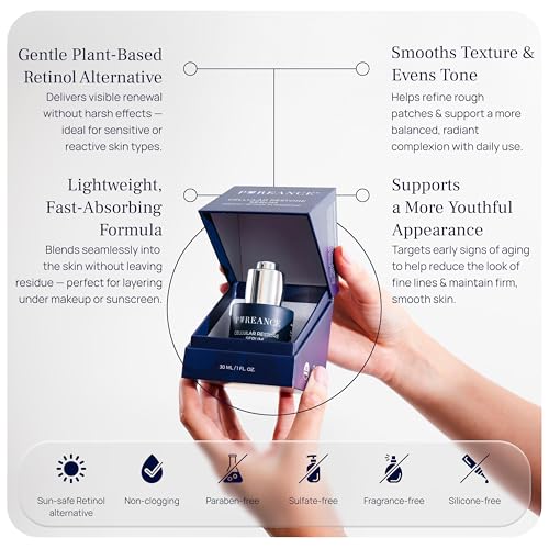 PUREANCE Organic Bakuchiol Plumping Serum - Bakuchiol for Face Skin and Wrinkles - Cellular Restore Serum - With Jojoba Oil, Sea Buckthorn, Camu Camu, Babchi, Maple Leaf Extracts & More - 1 Fl Oz