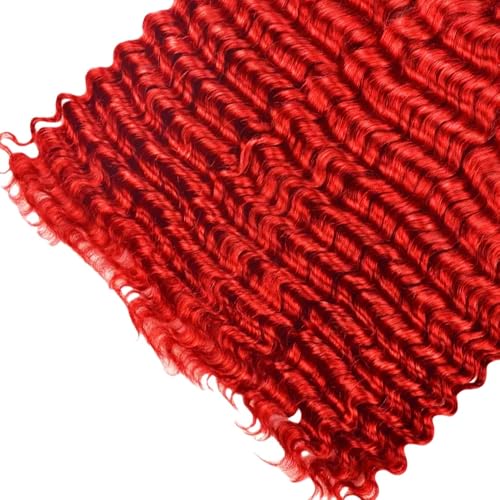 Red Boho Hair for Braiding 16 16 16 Inch Deep Wave Bulk Red Braiding Hair Deep Curly Burgundy Human Braiding Hair Extensions for Woman