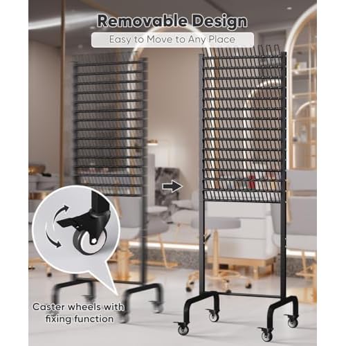 150 Pegs Braiding Hair Rack, Adjustable Hair Separator Stand with Wheels, Hair Extension Holder for Hair Stylists, Braiders, Home, Salon, Beauty School, Black