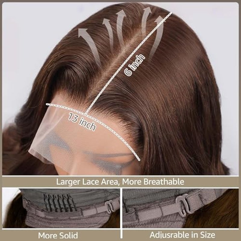 30 Inch Chocolate Brown Lace Front Wig 13x6 Body Wave 200 Density Hd Lace Front Wigs Human Hair Pre Plucked 4# Colored Wigs