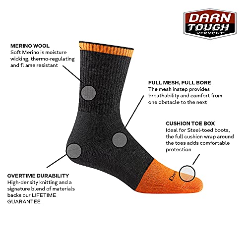 Darn Tough Vermont - Style 2007 - Men's Steely Work Sock - Grey/Graphite, X-Large