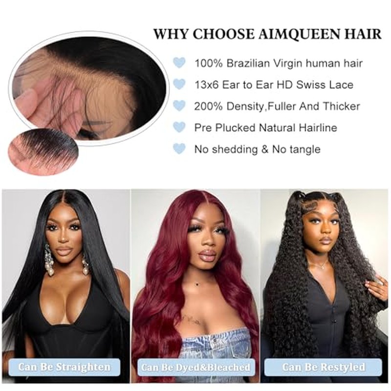 Lace Front Wigs Human Hair 13x6 Human Hair Wigs 30 Inch Body Wave Lace Front Wigs Pre Plucked 200 Density 12A Glueless Wigs for Women HD Lace Frontal Wigs Natural Color