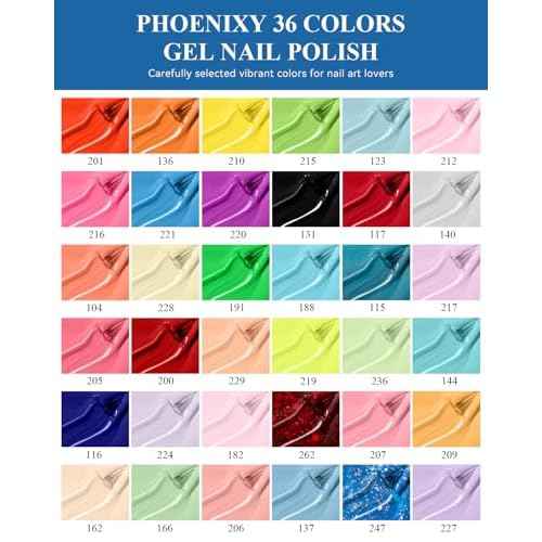phoenixy Gel Nail Polish, 40 PCS Nail Polish Set 36 Colors UV Gel Nail Polish Set Red Green Glitter with 4 Pcs Base Matte Glossy Top Coat Nail Kit Gift for Women (PCE9007)