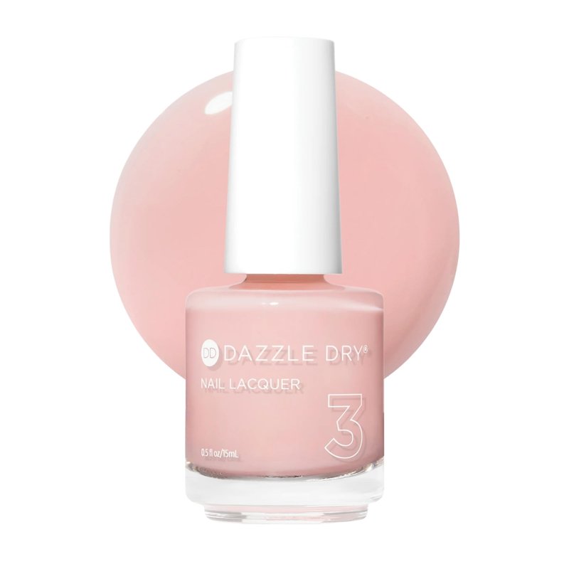 Dazzle Dry Nail Lacquer (Step 3) - Ready. Set. Pose. - A semi-sheer carnation pink. Semi-sheer cream. (0.5 fl oz)