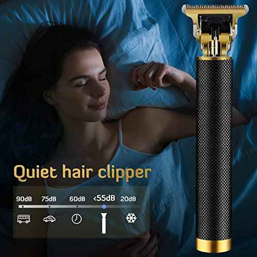 Professional Cordless Hair Clipper and Trimmer for Men, T Blade Zero Gapped Rechargeable Beard Shaver, Hair Cutting Kit With Ear Spoon Tool Set, Black