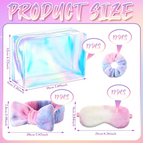 Kajaia 48 Pcs Sleepover Party Supplies for Girls Slumber Party Supplies for Women Spa Headband Favor Mask Scrunchies Bag