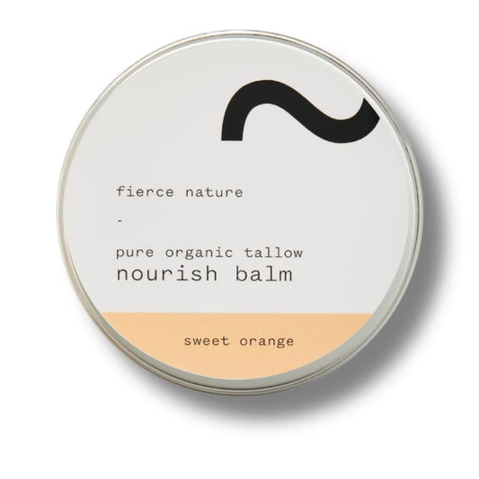fierce nature Pure Nourish Tallow Balm | Organic, Vitamin-Rich Nourishing Body & Face Moisturizer | Natural, Essential Oil Free Skincare (Sweet Orange)