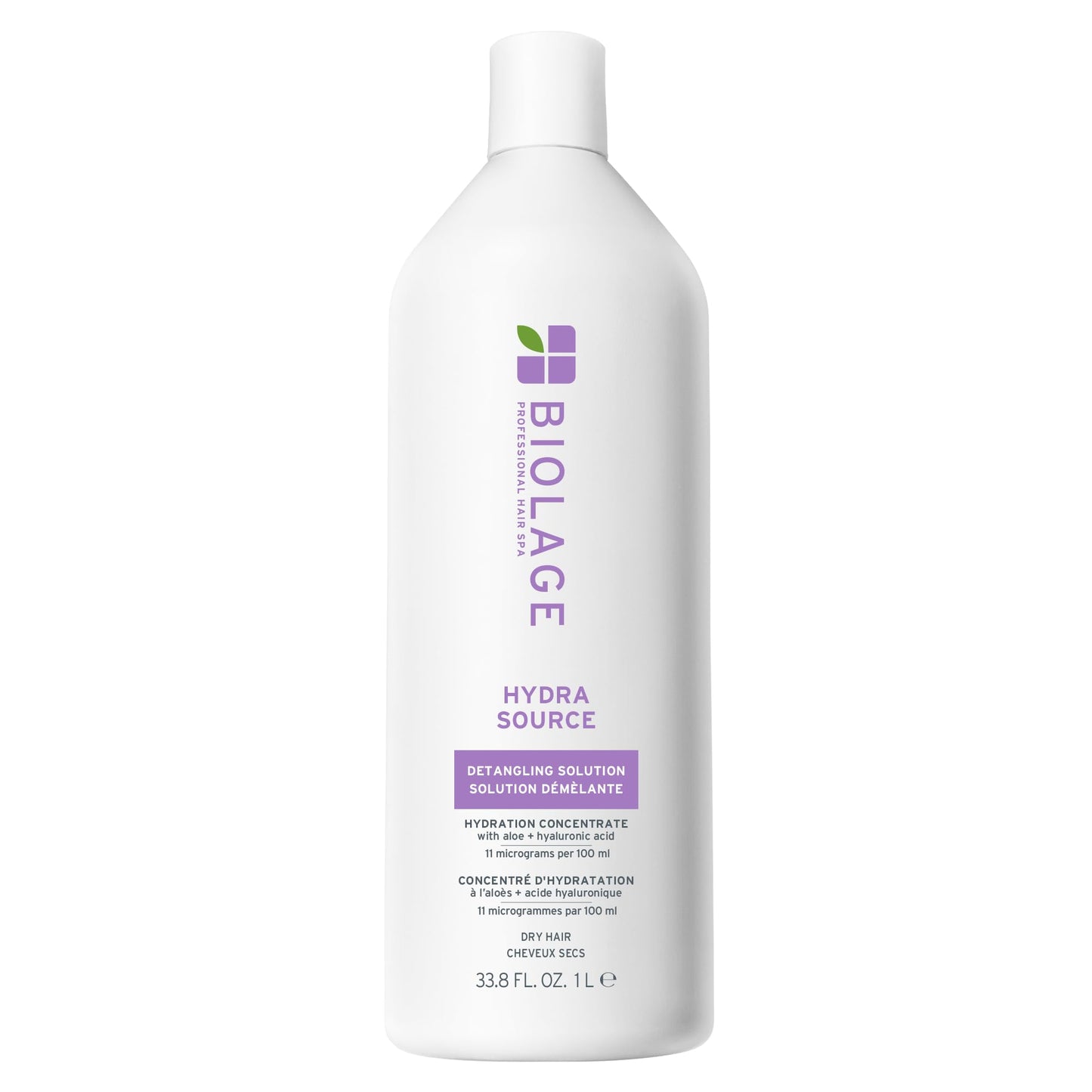 Biolage Hydra Source Detangling Solution - Conditions, Instantly Detangles & Controls Static, For Dry Hair, With Micro-Filtered Aloe Vera & Fermented Hyaluronic Acid, 33.8 Fl Oz, Packaging may vary