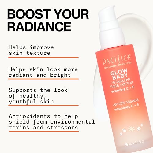Pacifica Vitamin C Face Lotion Glow Baby VitaGlow Face Moisturizer Glow Recipe, Vitamin E, Antioxidants, Dermatologist Tested 1.7 oz