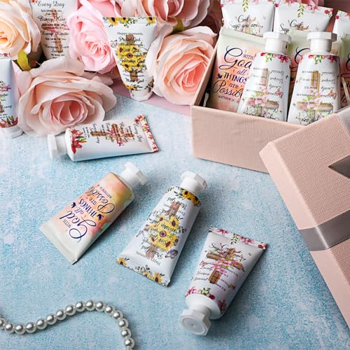 72 Pcs Christian Hand Cream Bulk Gifts for Women Bible Verse Lotion Scripture Travel Hand Lotion for Dry Cracked Bulk Christian Religious Gifts Christmas Small Gift for Mom Grandma Women (Cross Style)