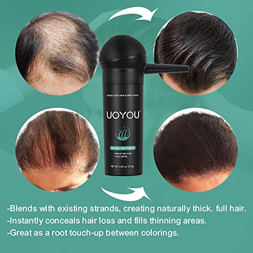 GREY Hair Fibers for Thinning Hair 27.5g Bottle with Applicator | Undetectable & Natural Keratin Hair Fibers Concealer for Hair Loss for Men and Women | Hair Building Fibres Powder [GREY]