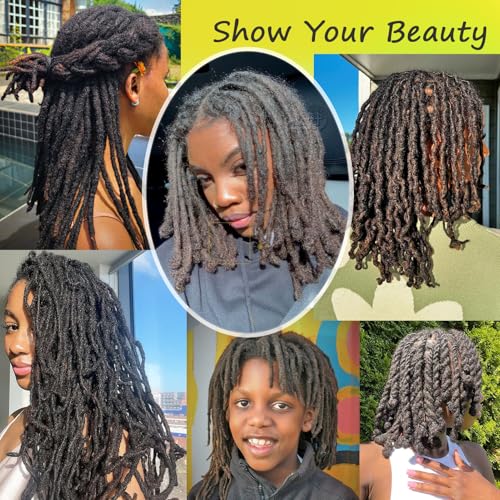 12 Inch Permanent Loc Extensions Human Hair 0.6cm 30 Strands Natural Black Handmade Dreadlocks Human Hair Dreads Extensions for Men/Women/Kids