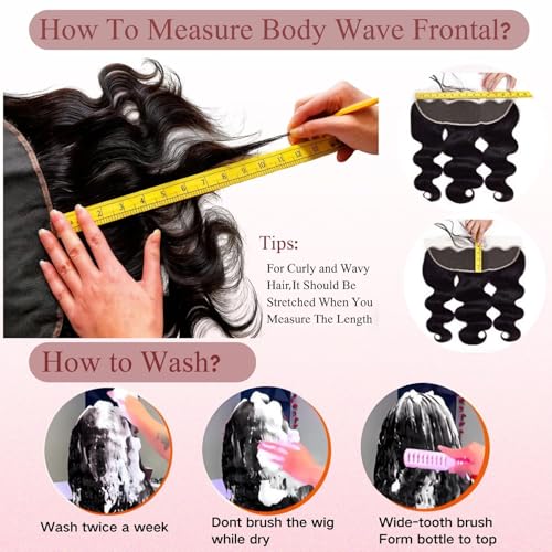 13x4 Lace Frontal Pre Plucked Free Part Body Wave 20 Inch Unprocessed Brazilian Human Hair 150% Density Ear to Ear HD Lace Frontal Natural Black