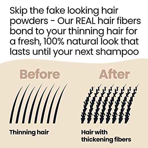 Hair Illusion Black Real Hair Fibers for Thinning Hair - 100% Natural Texture, Non Synthetic Hair Fibers - Bald Spot Cover Up for Women & Men - 18 Gram