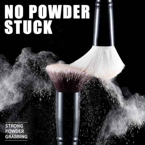 ZAMEL Professional Travel Goat Hair Makeup Brushes Set, 15Pcs Kabuki Face & Eye Makeup Brush set Ultra Soft Dense Flat Foundaiton Blush And Extra-large loose Powder Brush Eyeshadow