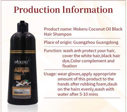 Natural Coconut Oil Hair Dye - Permanent Hair Color Shampoo for Long-Lasting Black | Nourishing Formula