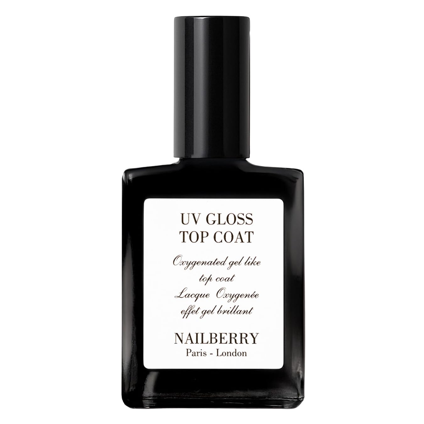 Nailberry UV Gloss Top Coat | Gel-Like Finish Nail Top Coat | Fast Drying Without UV or LED Lamps | Chip-Resistant, Oxygenated Gloss Finish | Vegan | Certified Halal & Cruelty Free | 25-Free | 15 ml