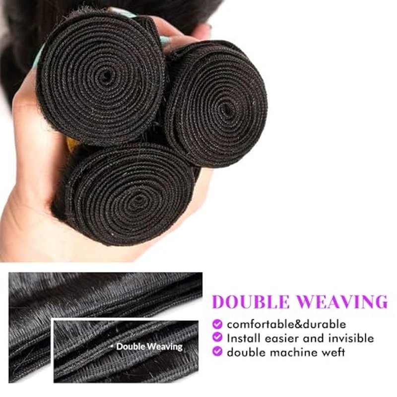 Body Wave Bundles Human Hair 22 24 26Inch Human Hair Raw Bundles 100% Unprocessed Brazilian Virgin Quick Weave Hair 3 Bundles for Black Women Natural Color