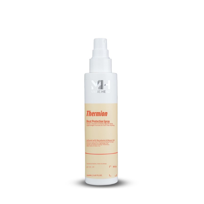 MANE HEAD Thermion Heat Protection Spray for Hair 5.07 fl oz - Professional Italian Heat Protectant for Hair with Macadamia & Monoi Oil - Tames Frizz & Shields Against Styling Damage
