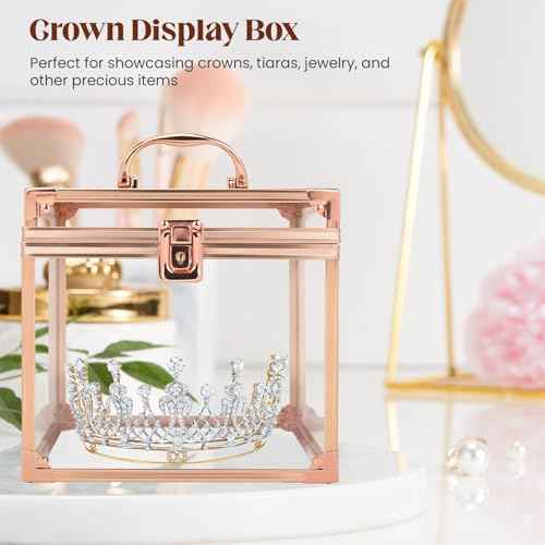 Crown Box, Clear Makeup Case,Cosmetic Organizer, Large Capacity Transparent Acrylic Artists Display Case for Vanity,Bathroom Counter or Dresser