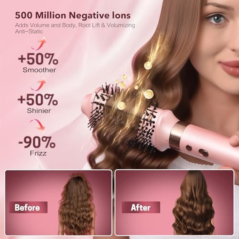 StyleVibe 6-in-1 Air Styler, Hair Dryer & Blow Dryer Brush with Auto Wrap Curl L/R, Fast Drying, Smooth Blowouts, Root-Lift Volume, No Heat Damage Frizz-Free Thermal Brush with Travel Bag