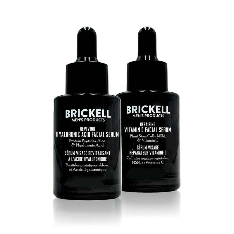 Brickell Men's Daily Anti-Aging Day and Night Serum Routine, With Plant Stem Cells, Vitamin E, and Protein Peptides, Unscented