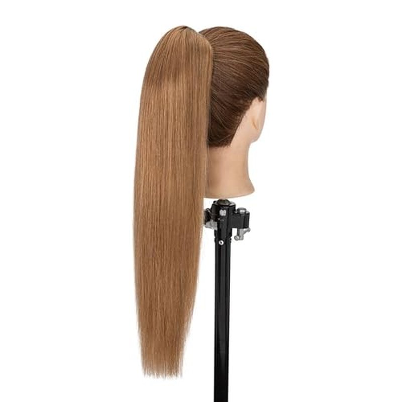 TESS Human Hair Claw Clip Ponytail Extension Real Remy Hair long ponytail extension for Women Straight, 18 Inch, Dark Linen